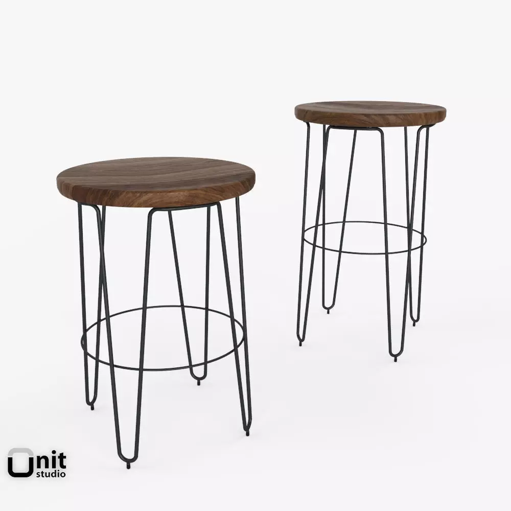 Hairpin Bar Stool by West Elm 3D model_0
