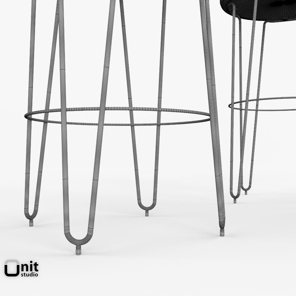 Hairpin Bar Stool by West Elm 3D model_9