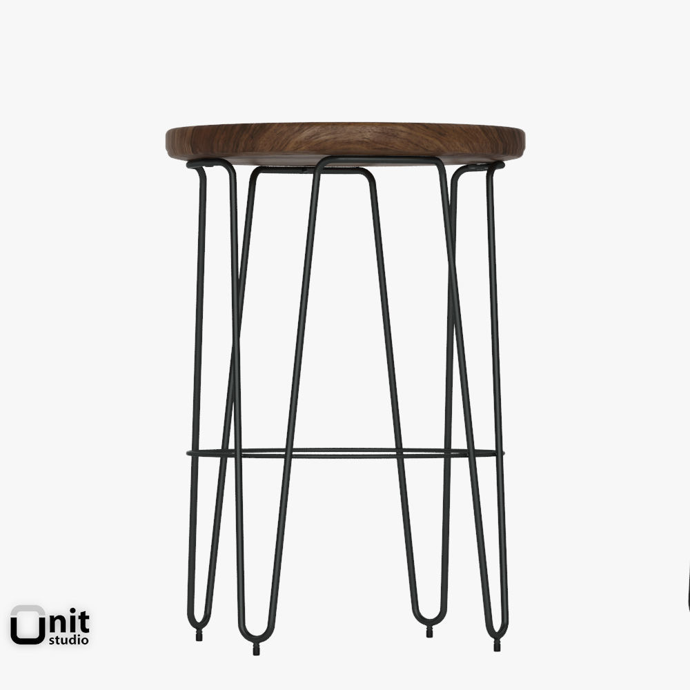 Hairpin Bar Stool by West Elm 3D model_11