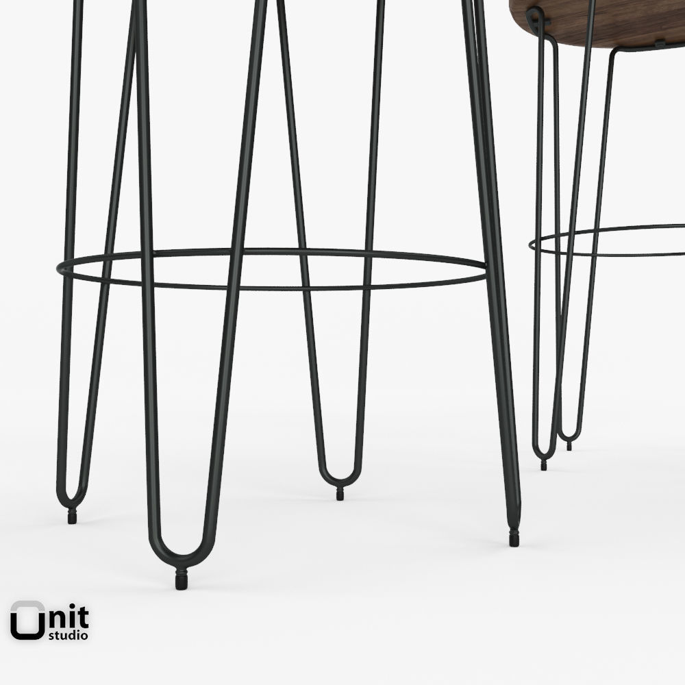 Hairpin Bar Stool by West Elm 3D model_2