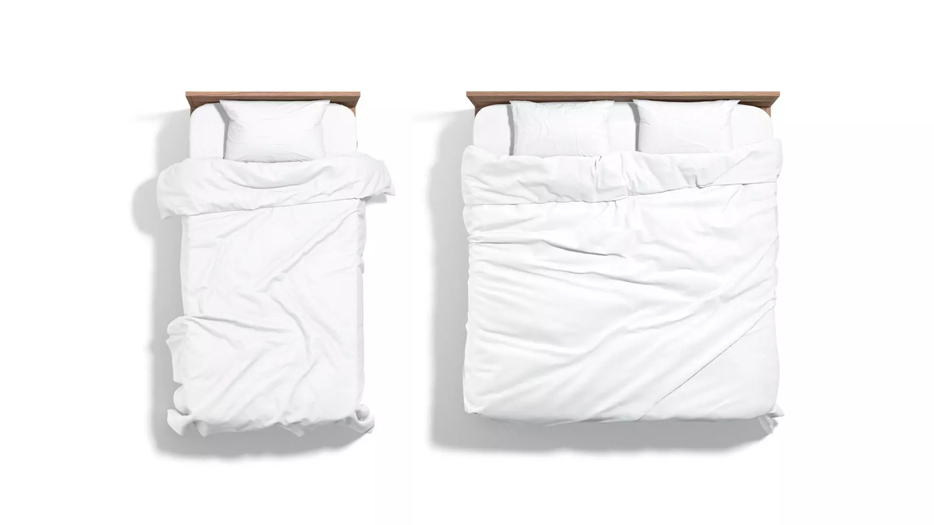 White Wooden Bed Set - 2 type single and doublebed  3D model_5