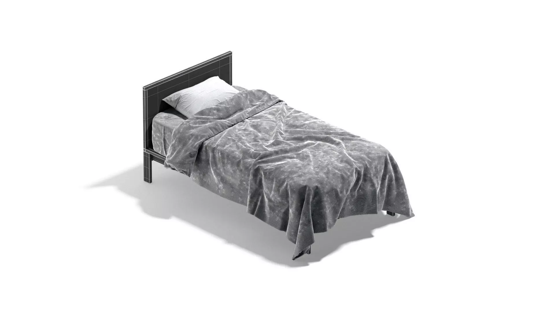 White Wooden Bed Set - 2 type single and doublebed  3D model_8