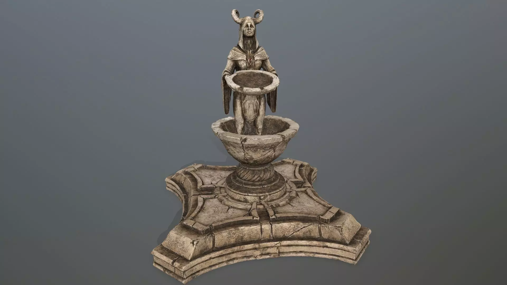 angel fountain Low-poly 3D model_0