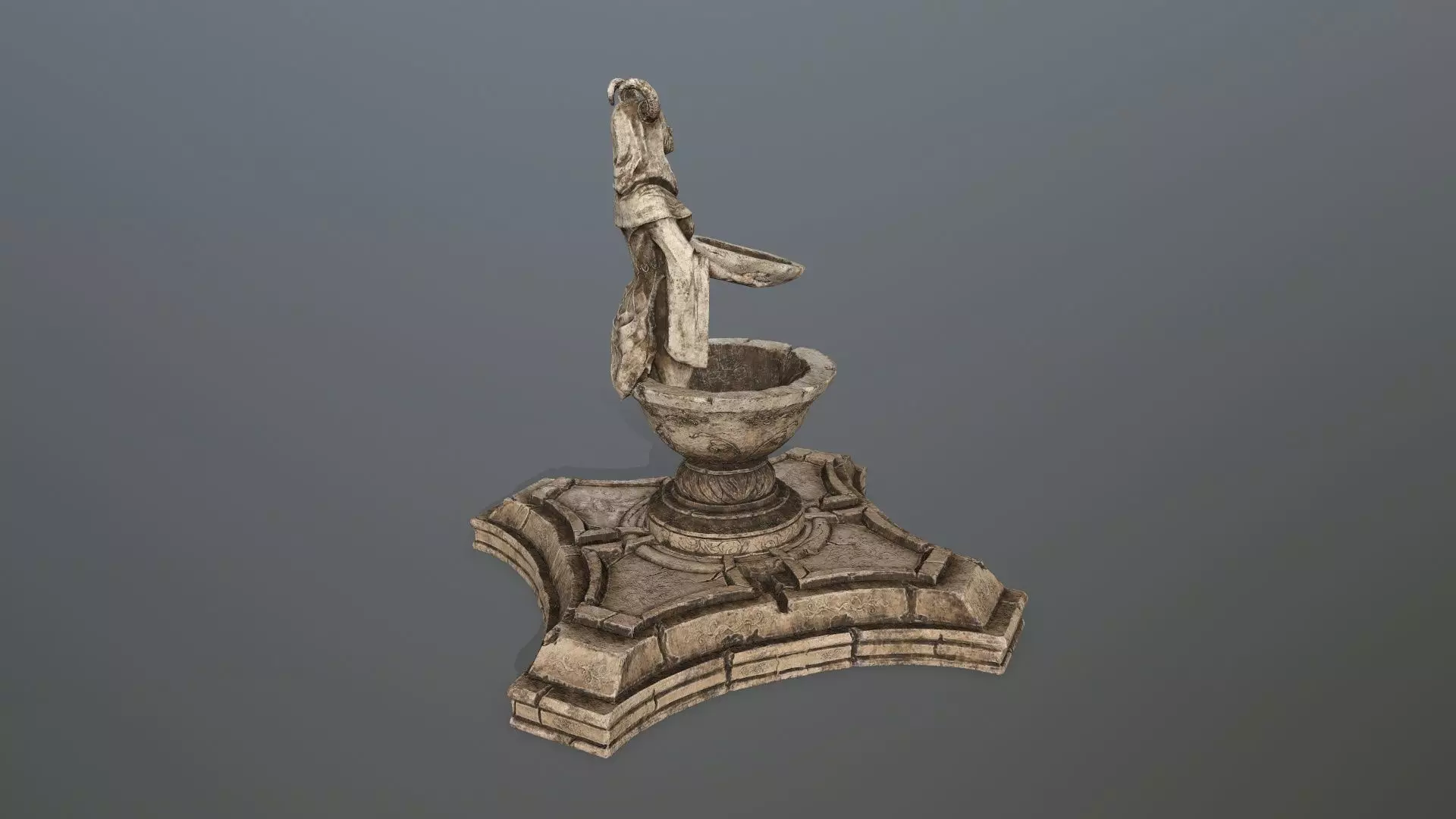 angel fountain Low-poly 3D model_12