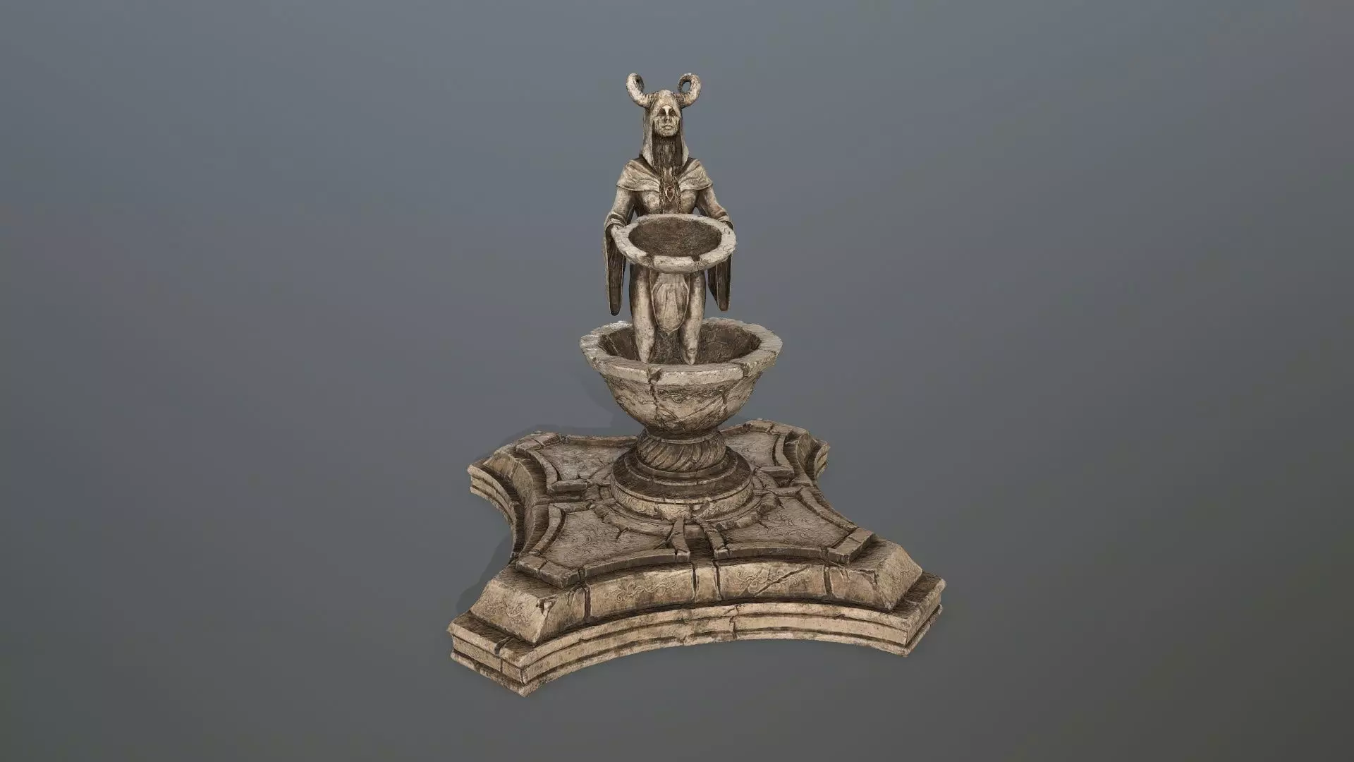 angel fountain Low-poly 3D model_8