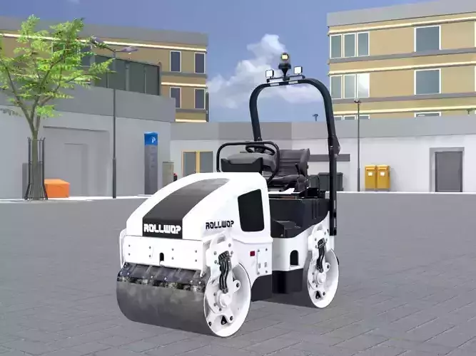 Road Roller Version-1 white Low-poly 3D model