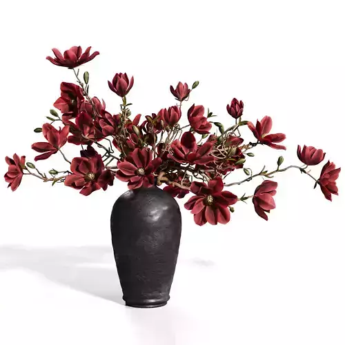 Ikebana Inspired Decorative Magnolia Bouquet 3D model 3