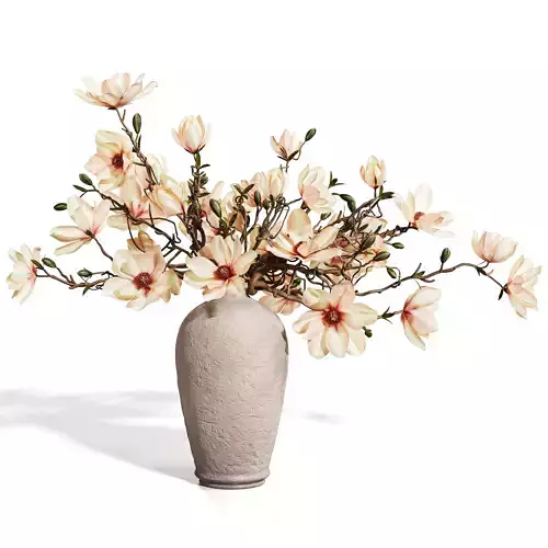 Ikebana Inspired Decorative Magnolia Bouquet 3D model 2