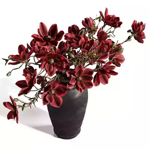 Ikebana Inspired Decorative Magnolia Bouquet 3D model 4