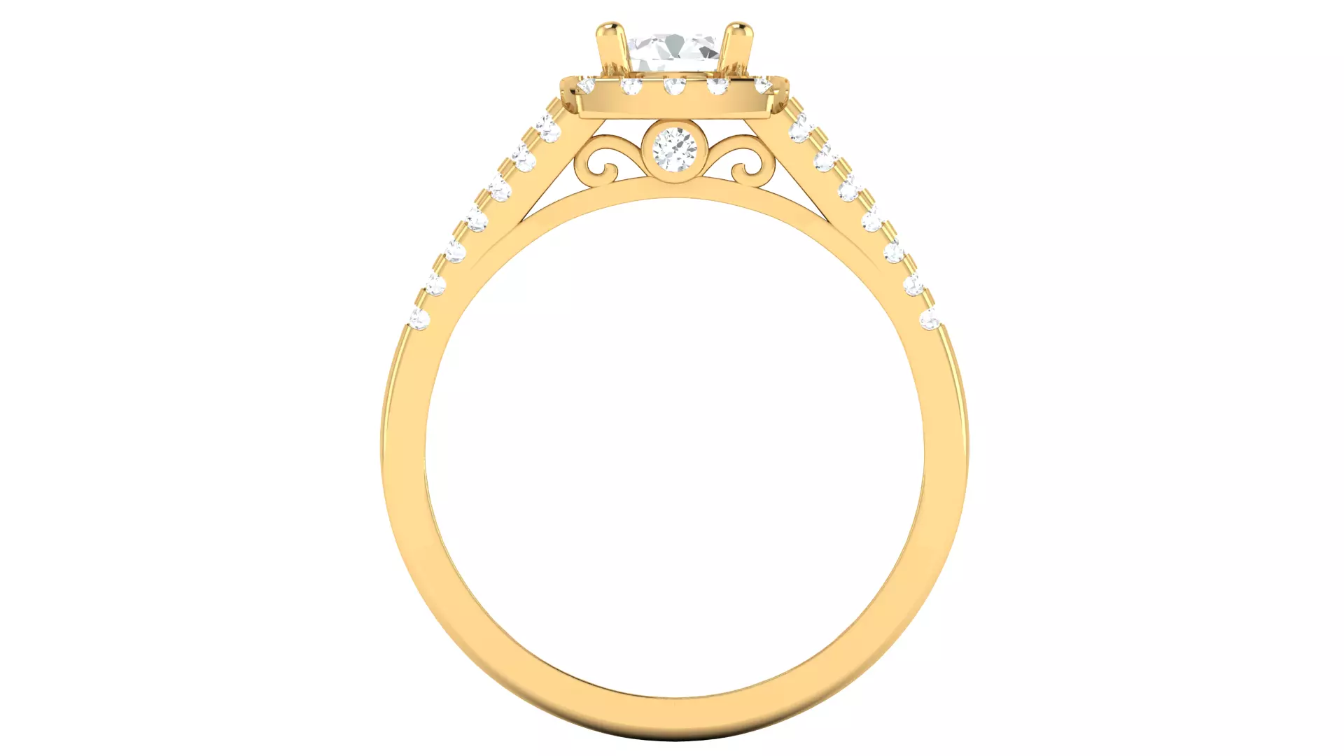 Real Diamond Round Shape Pure Design Ring 3D print model_3