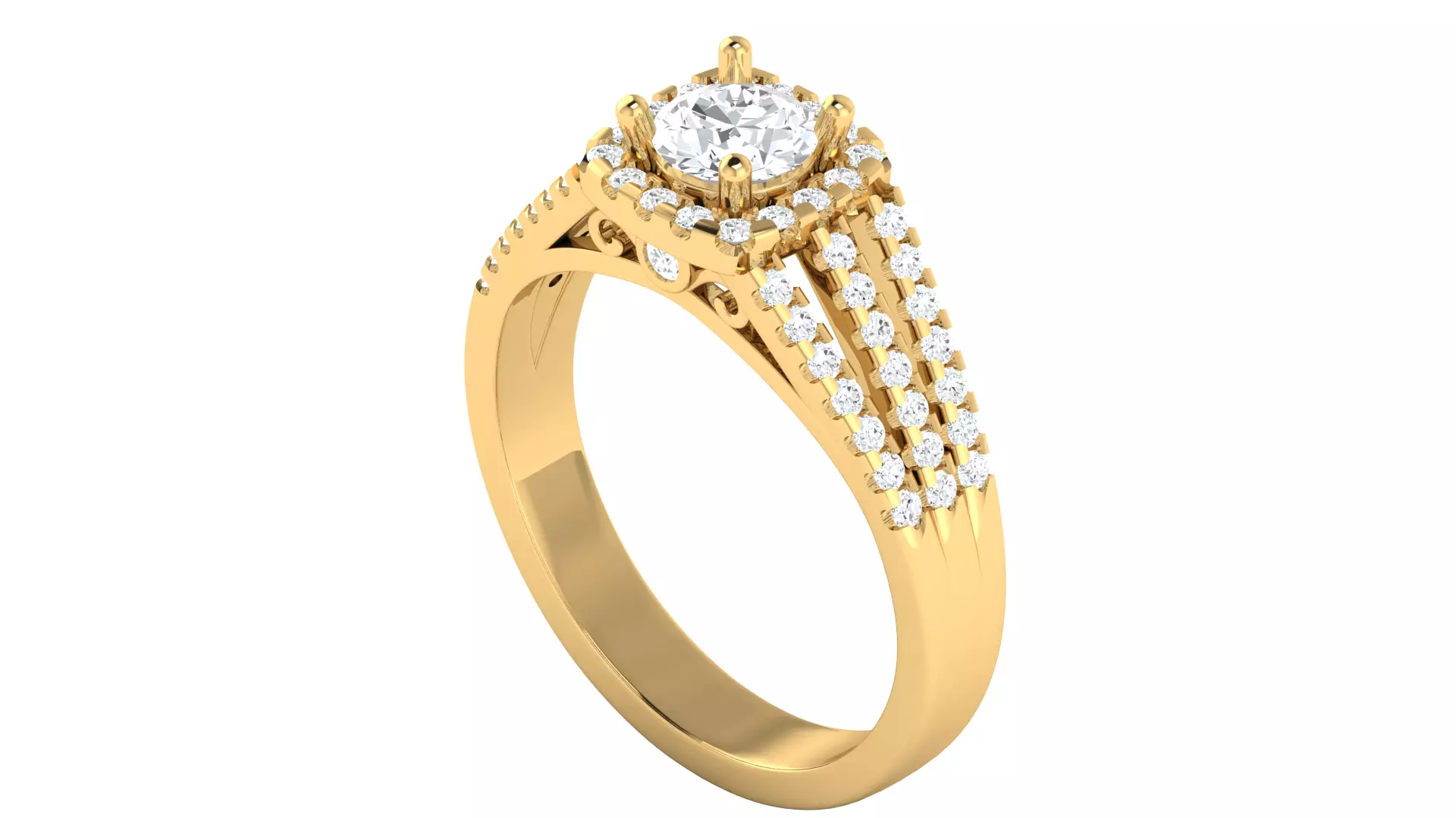 Real Diamond Round Shape Pure Design Ring 3D print model_11