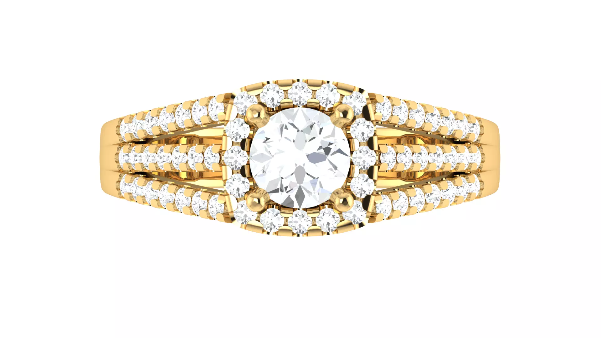 Real Diamond Round Shape Pure Design Ring 3D print model_1