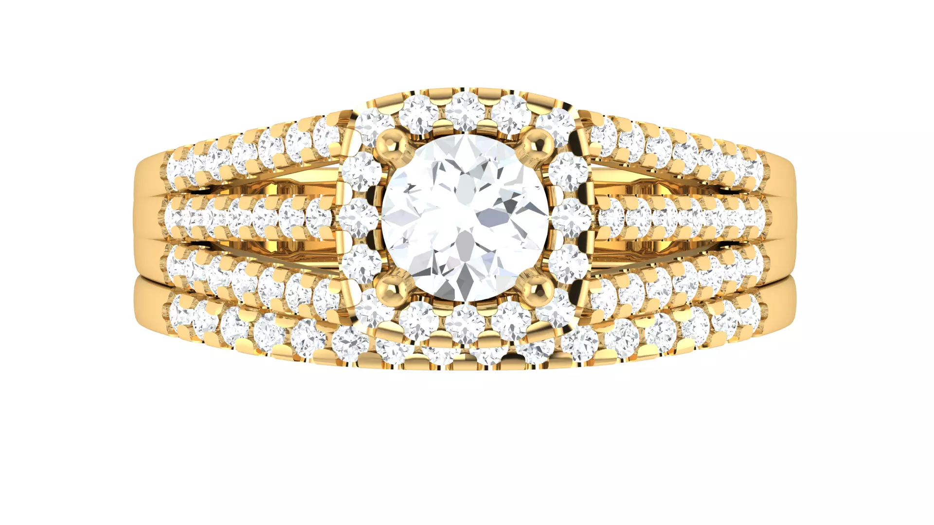 Real Diamond Round Shape Pure Design Ring 3D print model_0