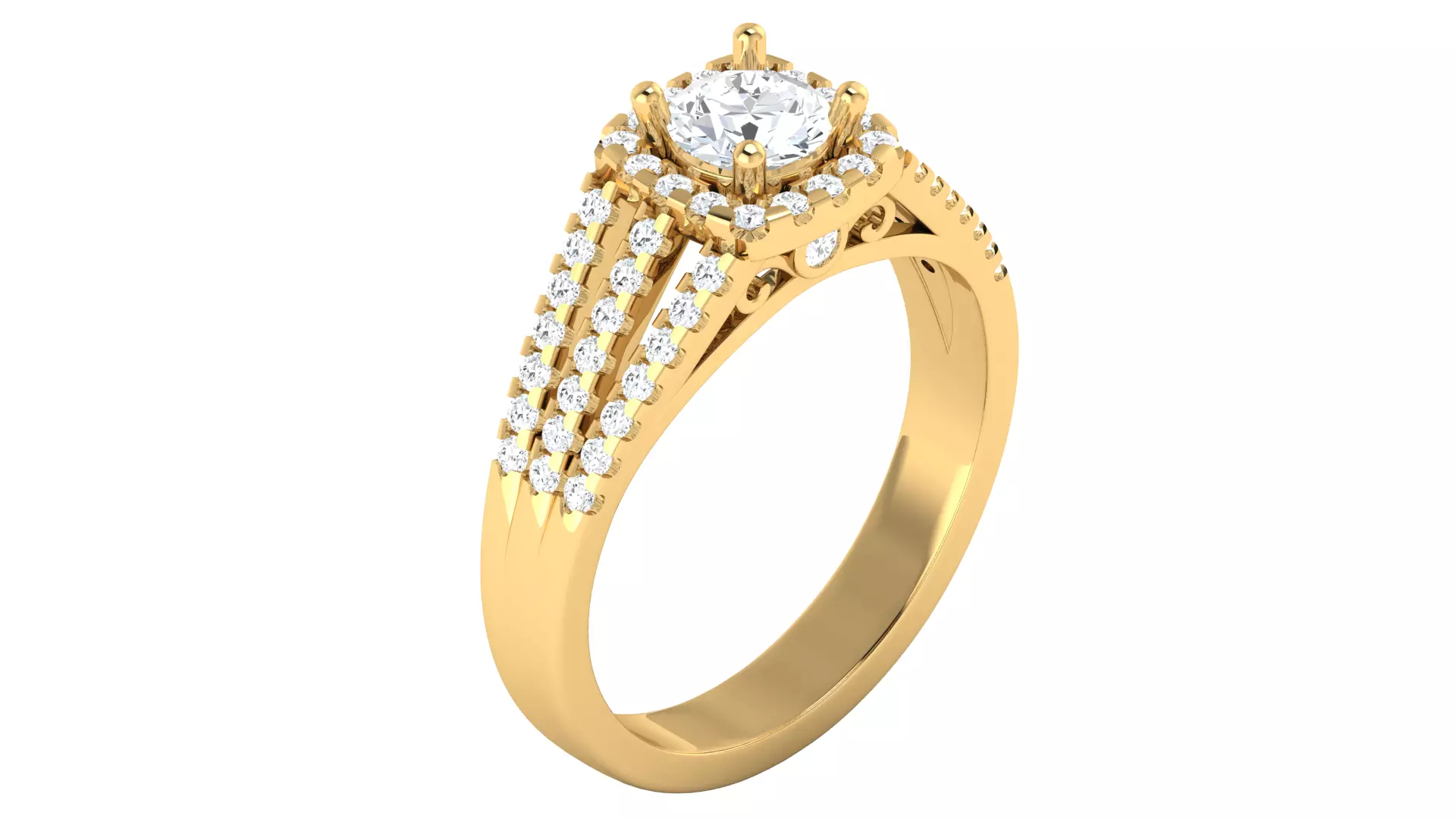 Real Diamond Round Shape Pure Design Ring 3D print model_10