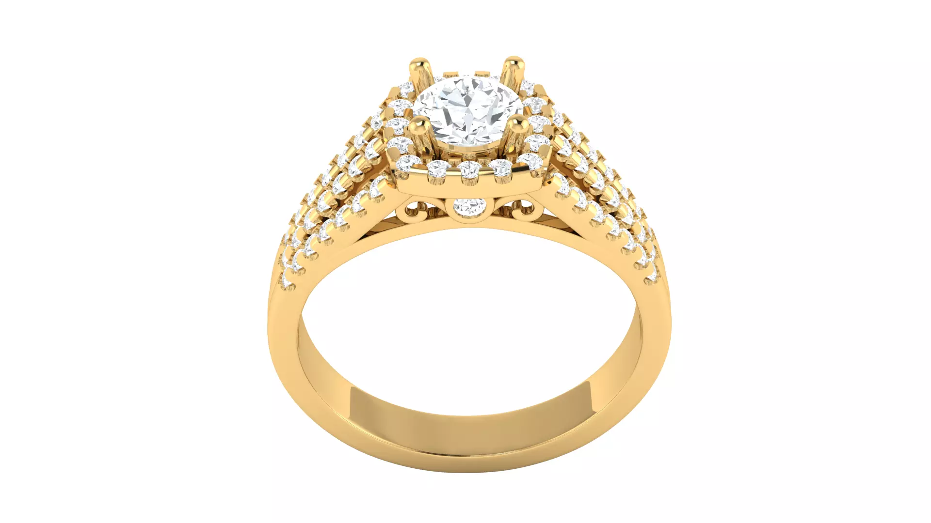 Real Diamond Round Shape Pure Design Ring 3D print model_12