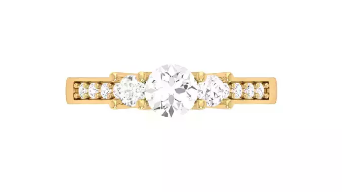 Certified Moissanite Three Stone Engagement Ring