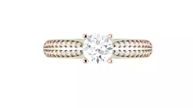 Natural Red Garnet Theia Round Engagement Ring 3D print model
