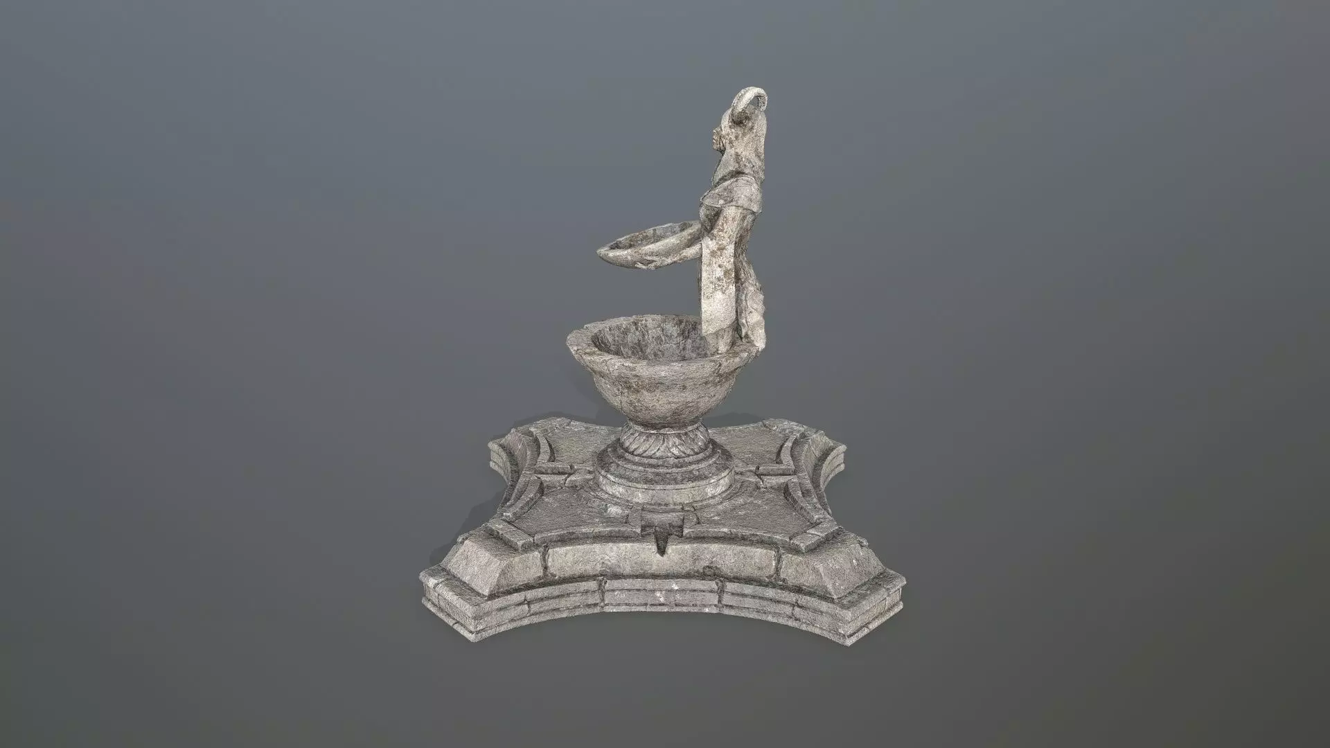angel fountain  Low-poly 3D model_10