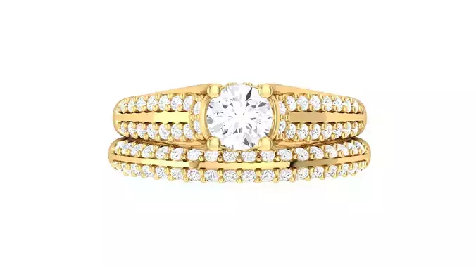 Real Diamond Round Yellow Gold Finger Ring