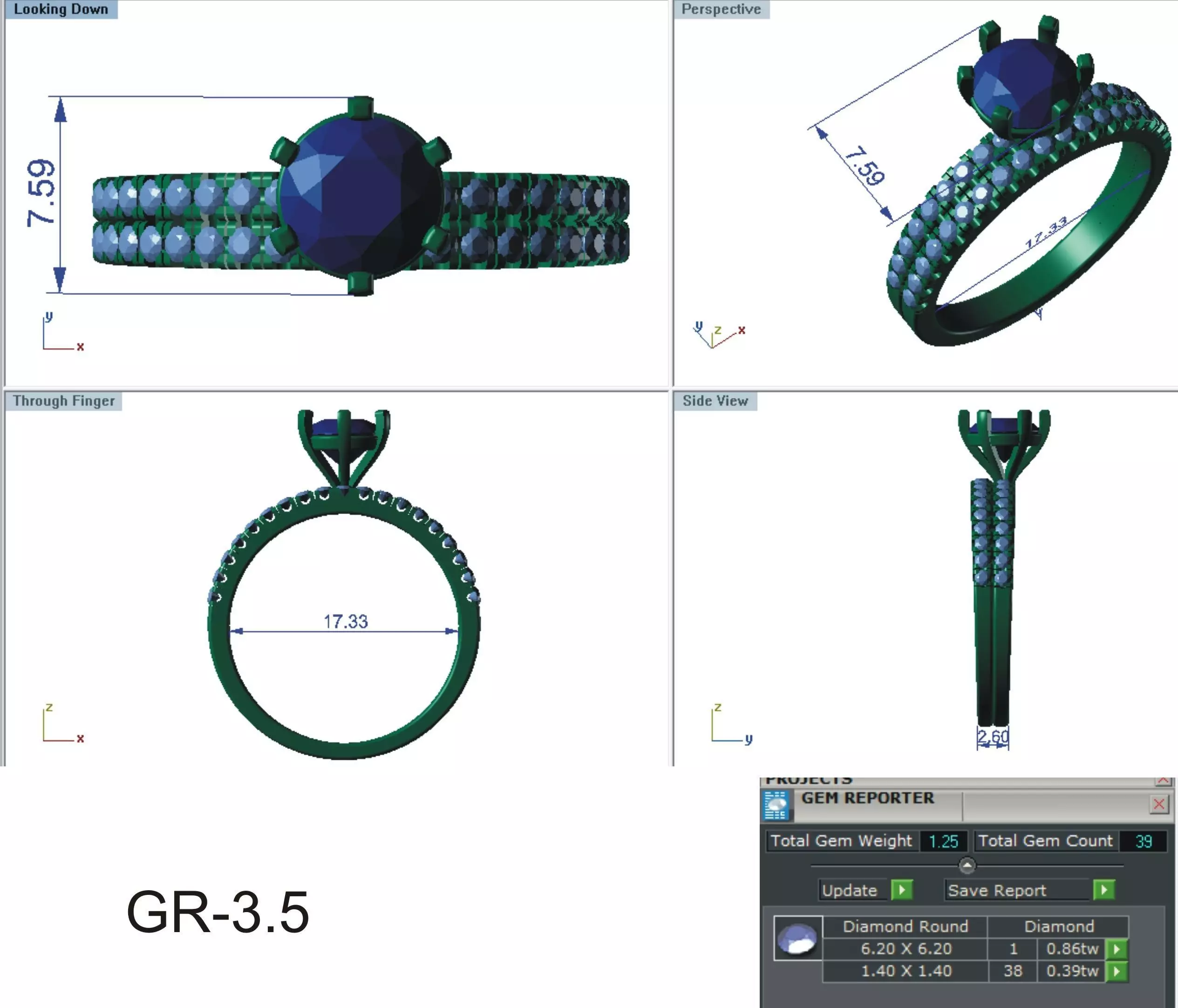Elegant Round Gold Diamond Ring Set 3D print model_42