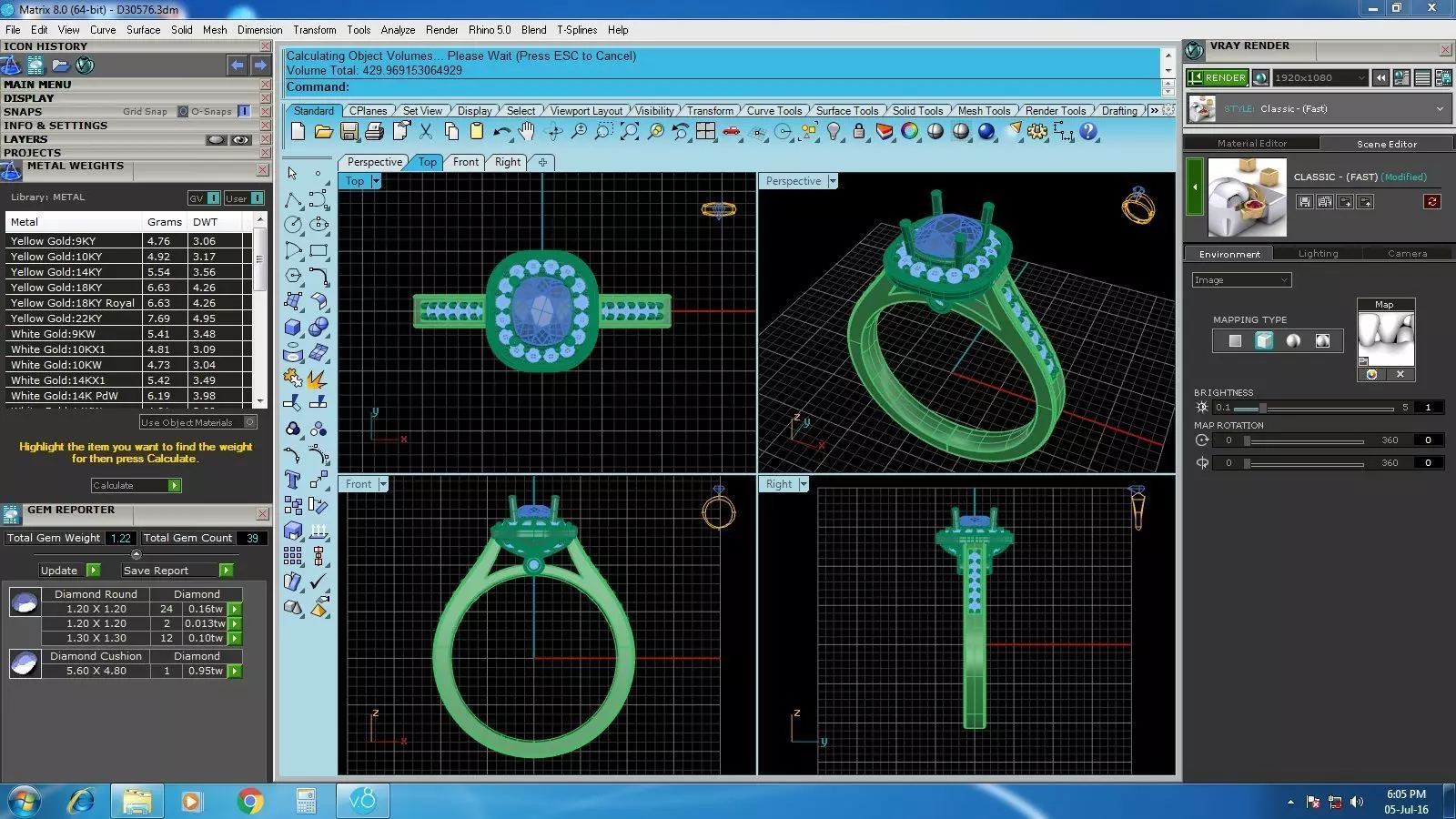 Elegant Round Gold Diamond Ring Set 3D print model_1