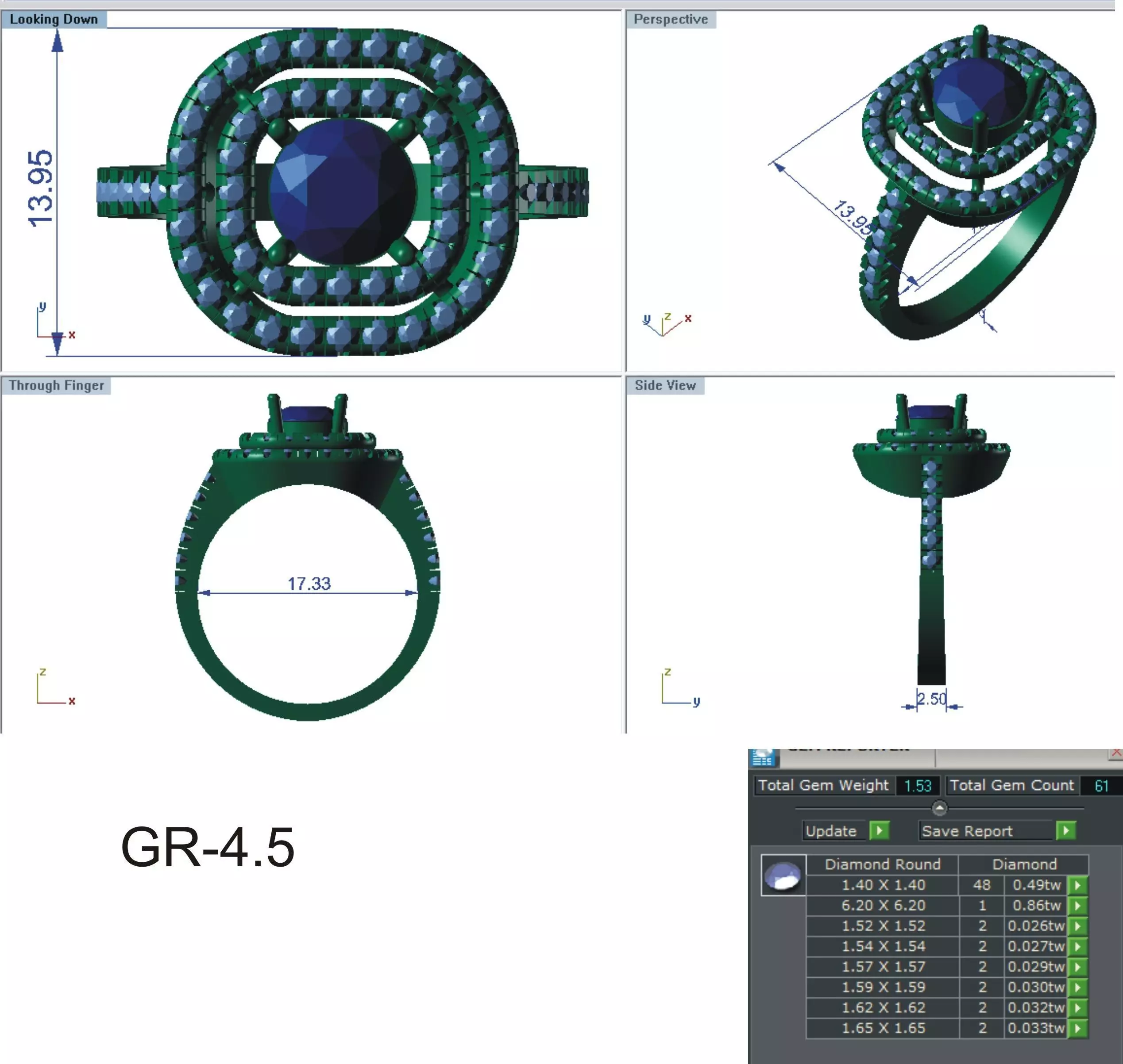 Elegant Round Gold Diamond Ring Set 3D print model_41