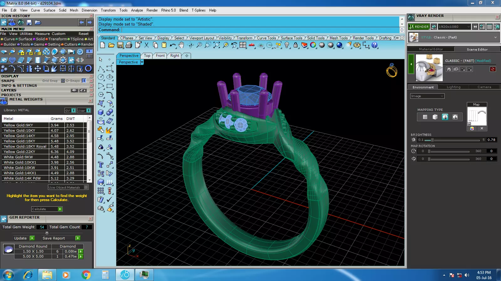 Elegant Round Gold Diamond Ring Set 3D print model_44