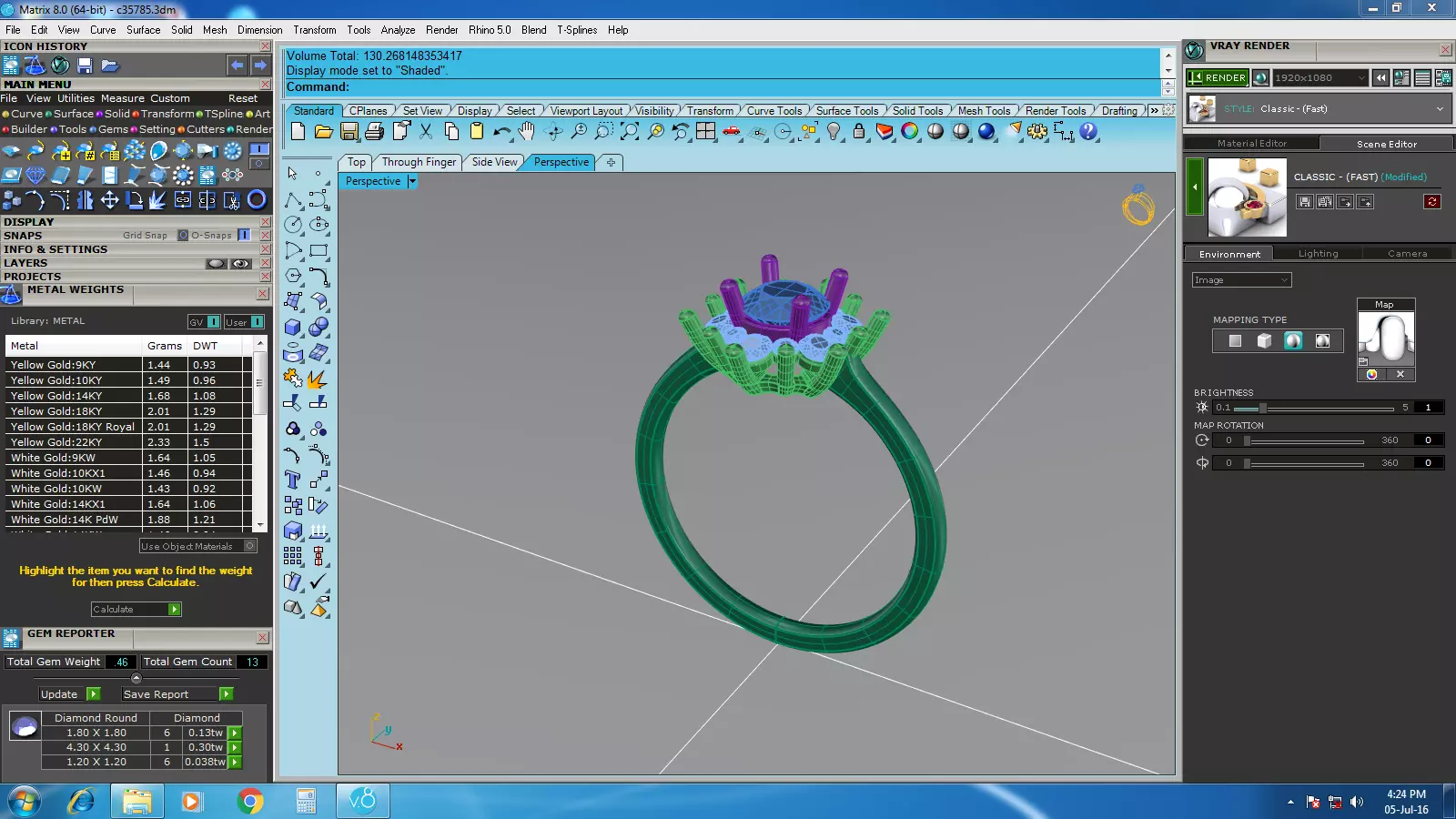 Elegant Round Gold Diamond Ring Set 3D print model_43