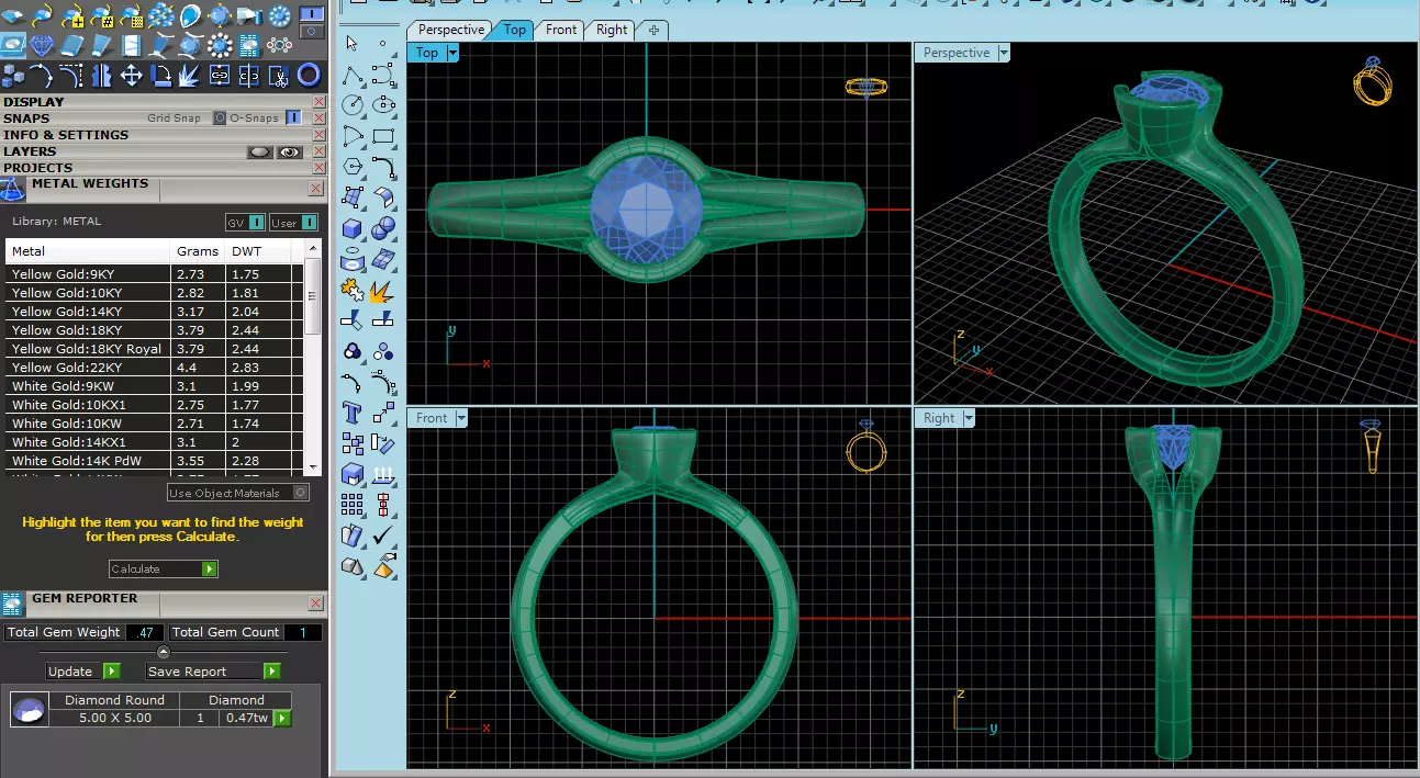 Elegant Round Gold Diamond Ring Set 3D print model_31