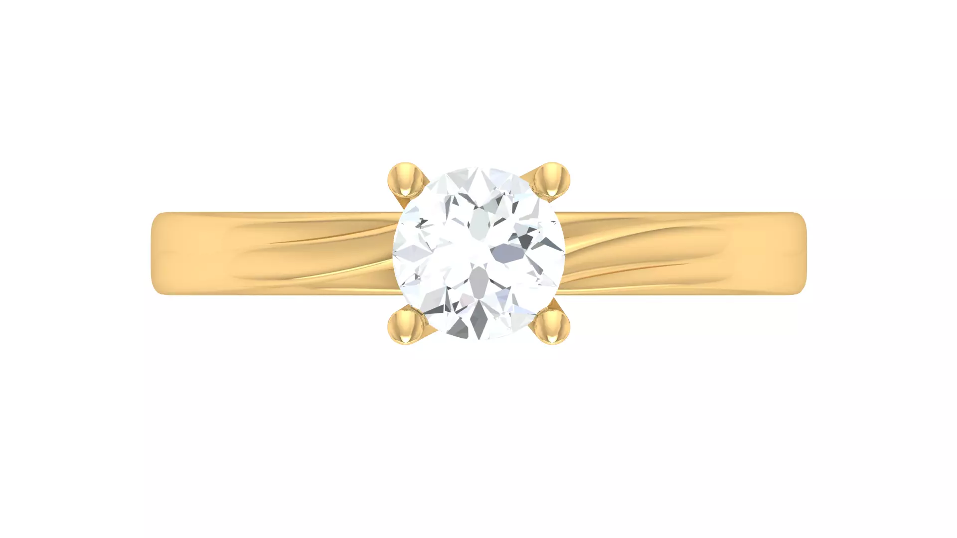Elegant Diamond Solitaire Concave Engagement Ring 3D print model