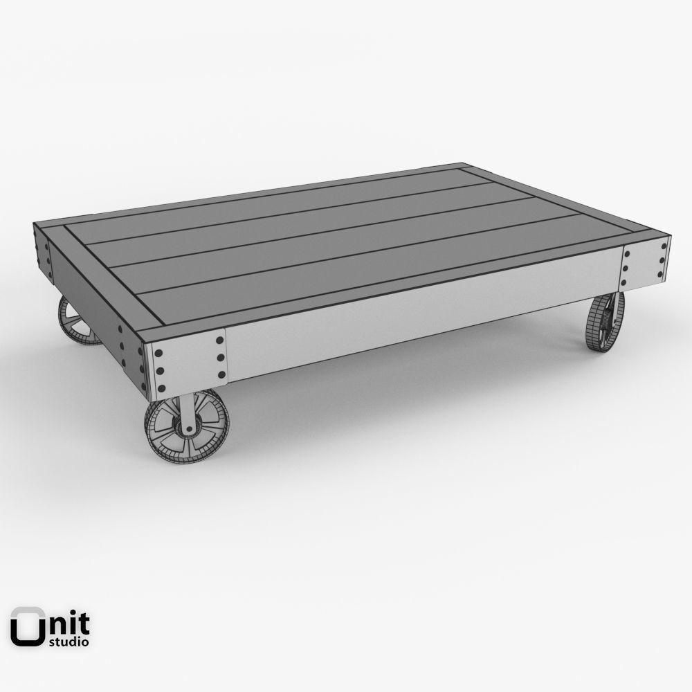Vintage Factory Iron Wheel Coffee Table 3D model_10