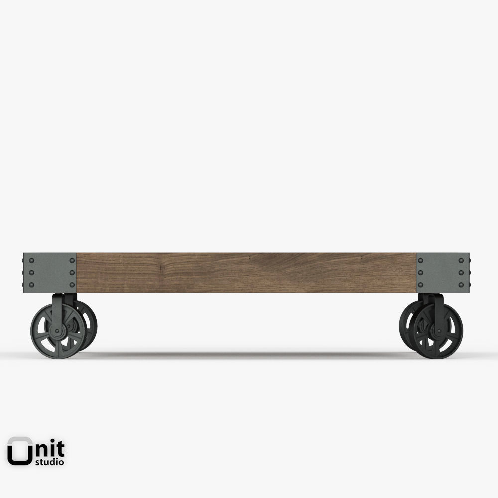 Vintage Factory Iron Wheel Coffee Table 3D model_5