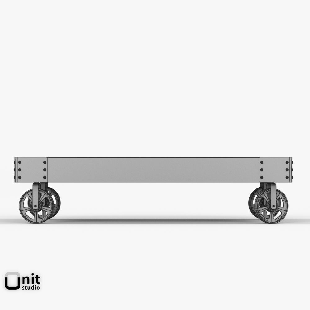 Vintage Factory Iron Wheel Coffee Table 3D model_8
