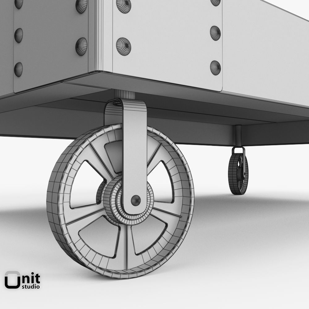 Vintage Factory Iron Wheel Coffee Table 3D model_9