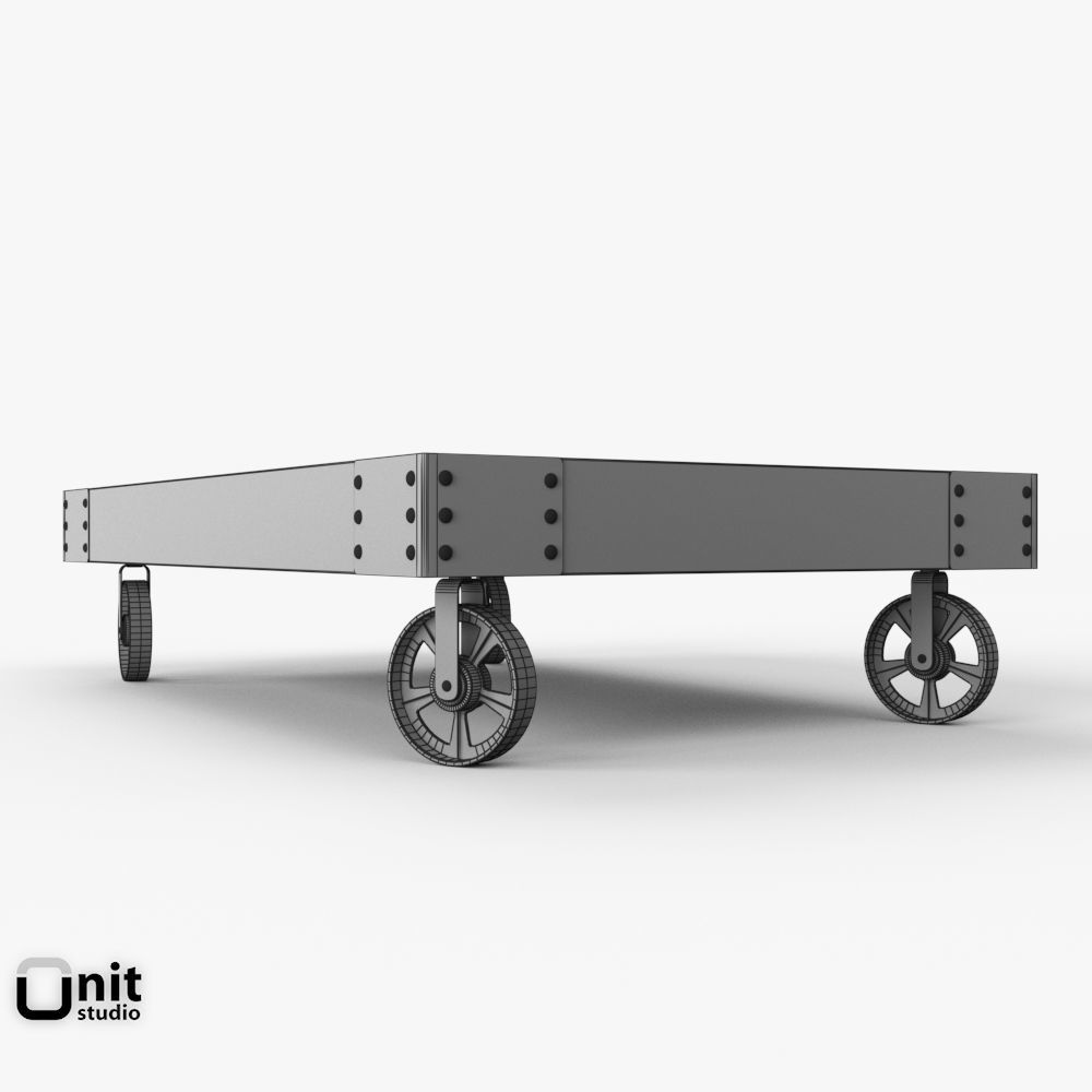 Vintage Factory Iron Wheel Coffee Table 3D model_6