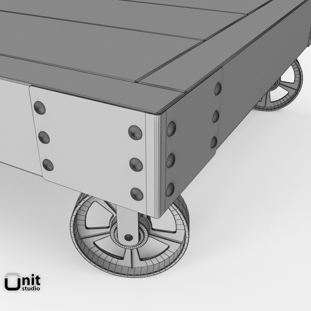 Vintage Factory Iron Wheel Coffee Table 3D model_11