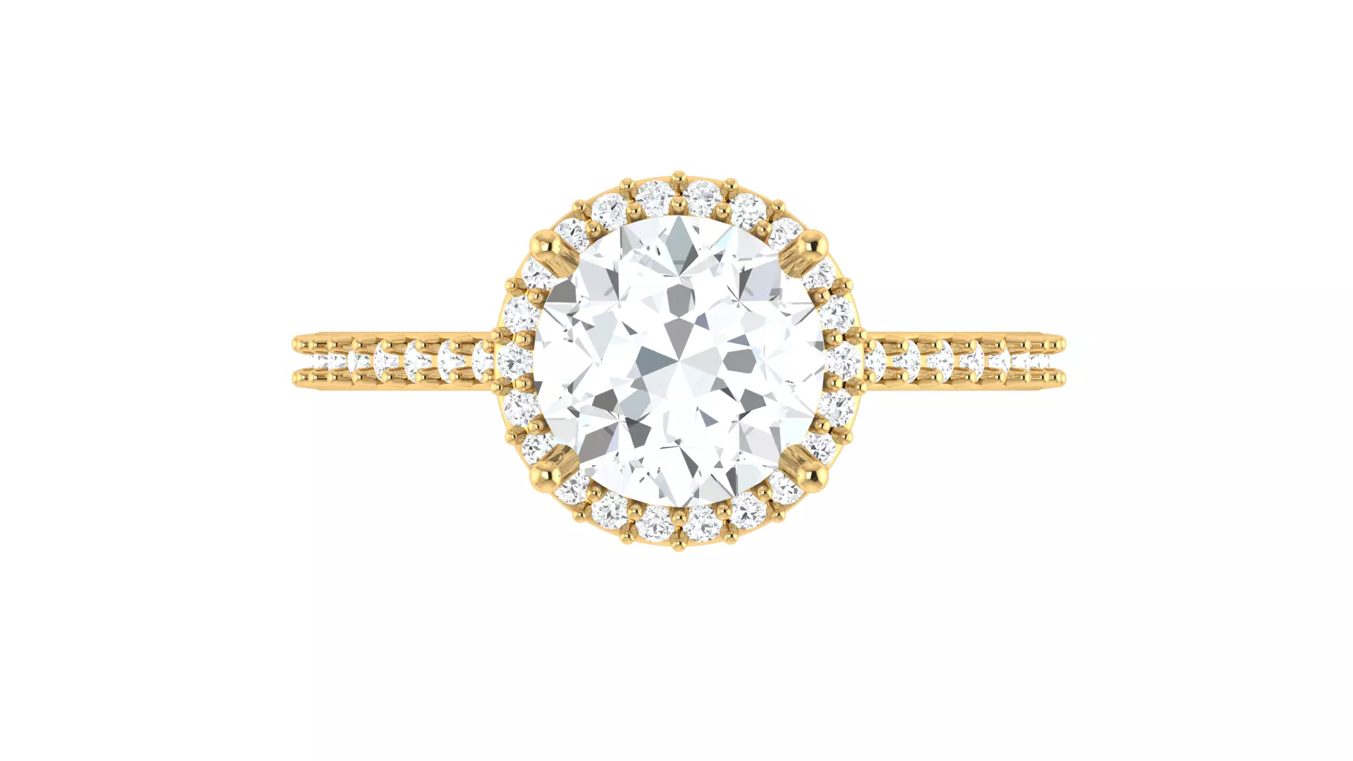 Classic Round Cut Halo Diamond Engagement Ring 3D print model