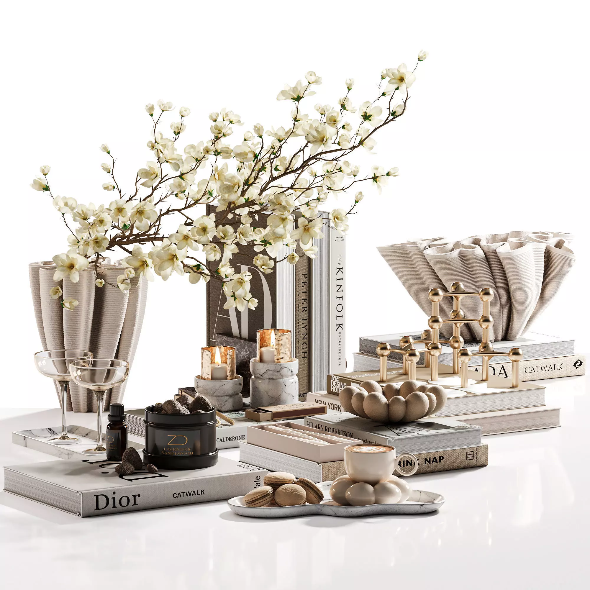 Organic Forms Tabletop Styling With Magnolia 3D model_1