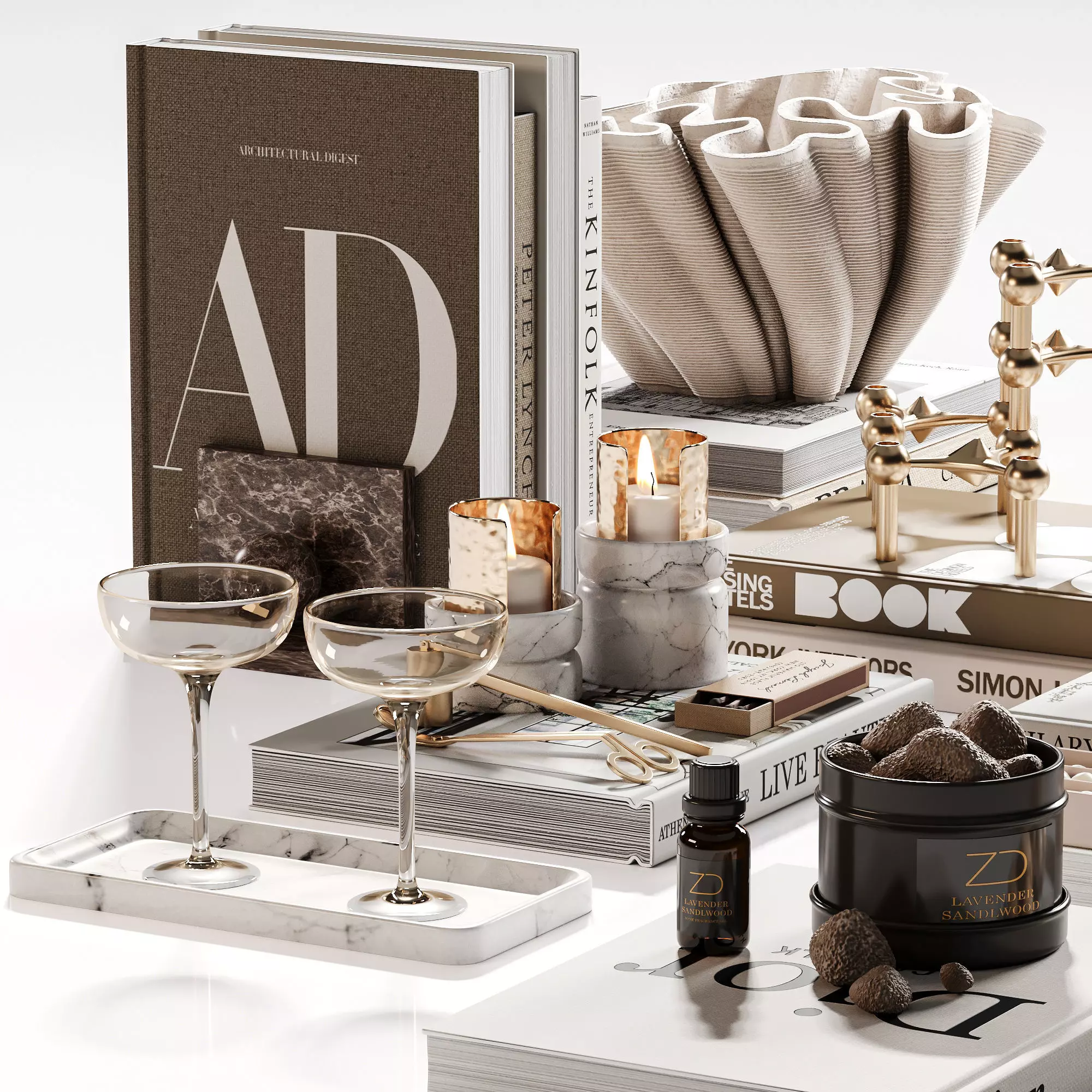 Organic Forms Tabletop Styling With Magnolia 3D model_4