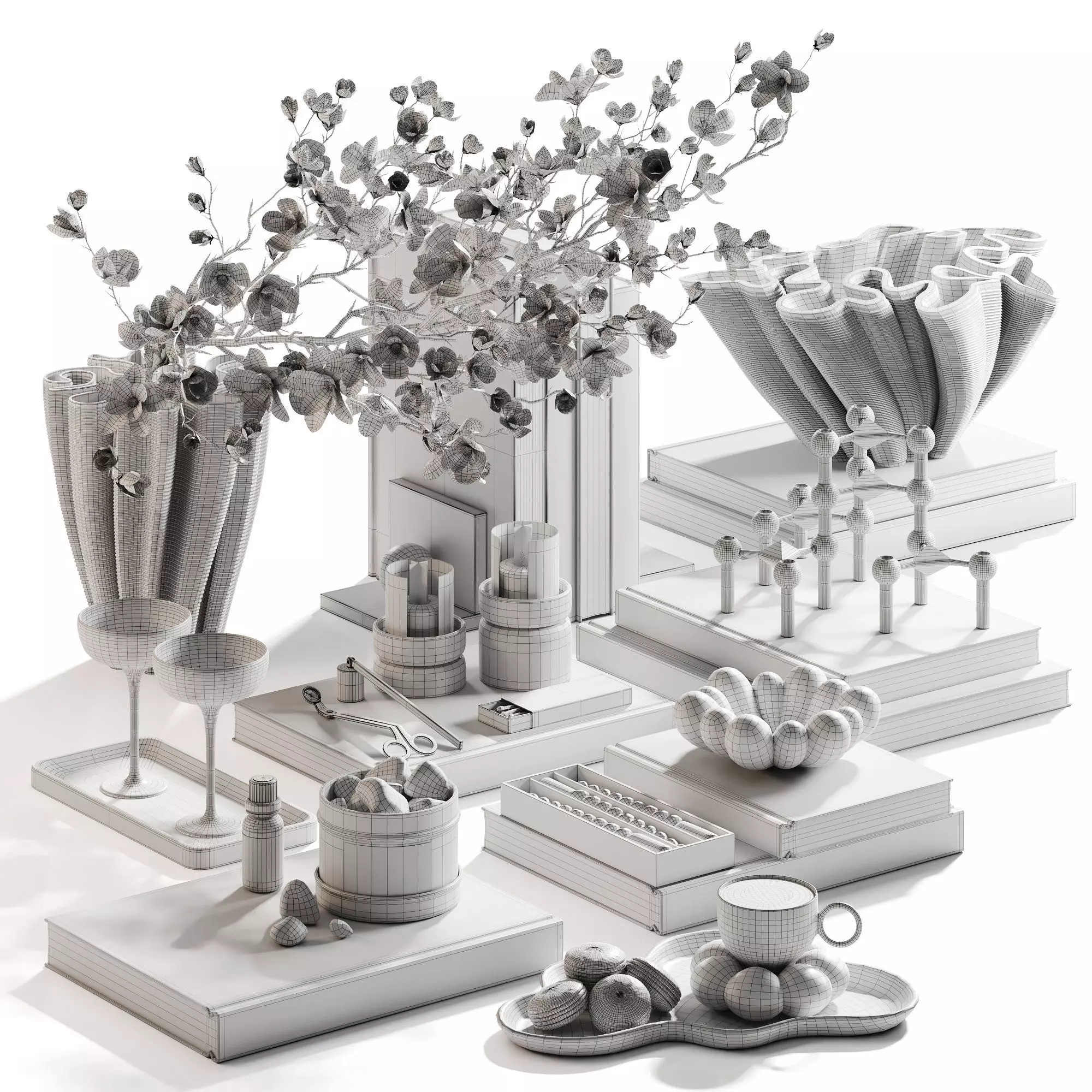 Organic Forms Tabletop Styling With Magnolia 3D model_6