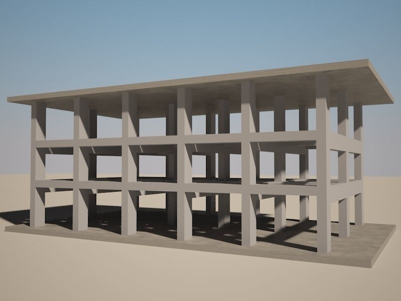Column Beam structure 3D model_1
