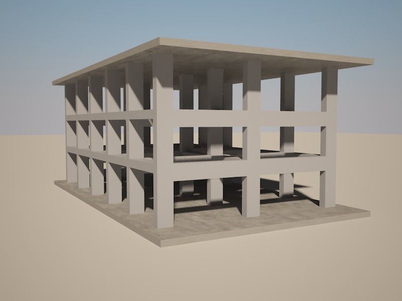 Column Beam structure 3D model_3