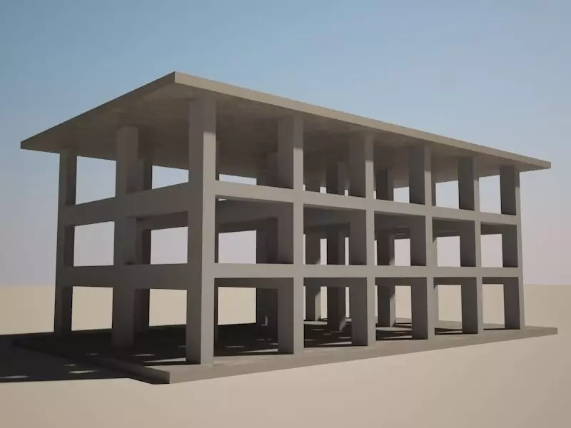 Column Beam structure 3D model_0