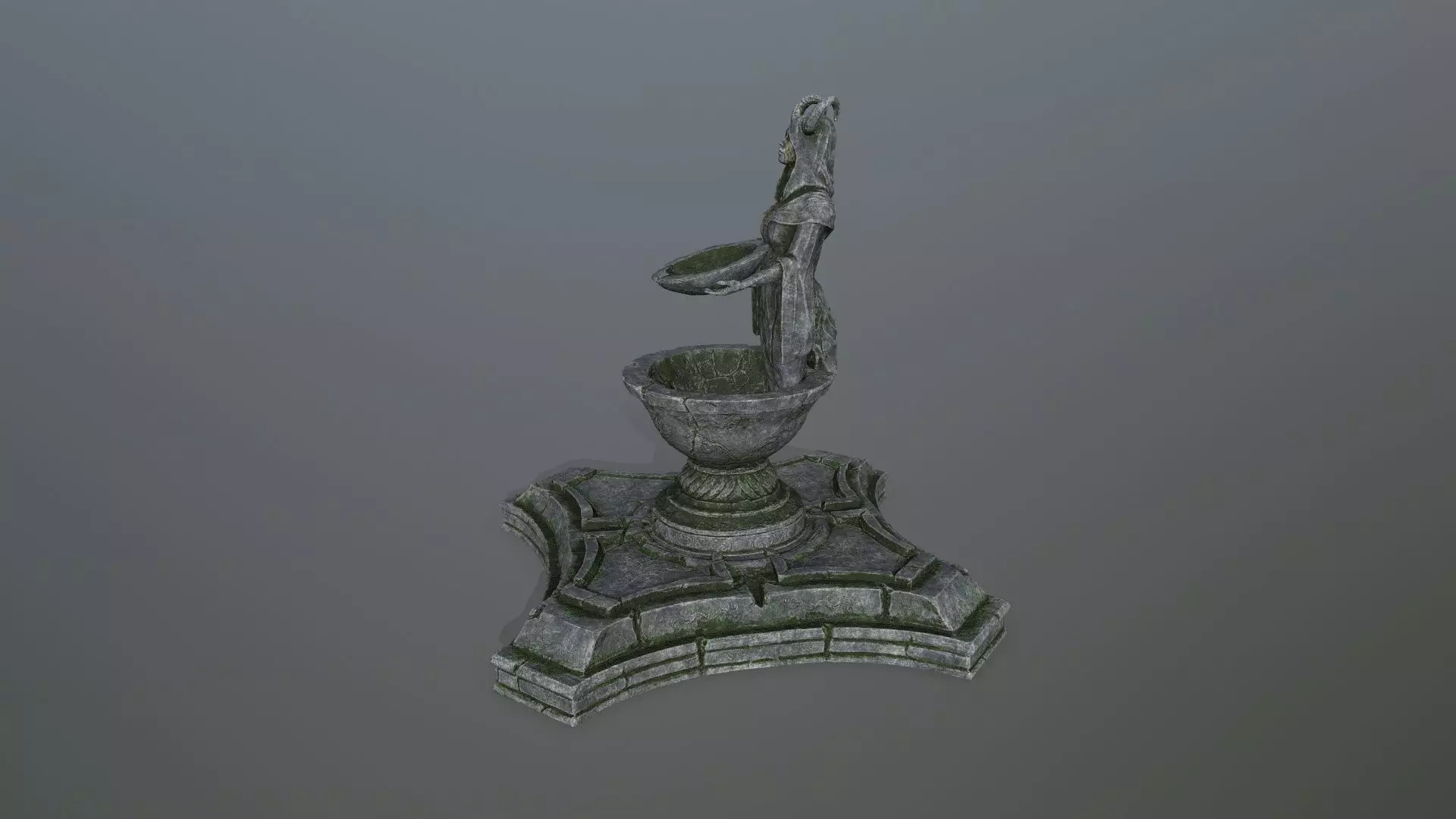 angel fountain Low-poly 3D model_8