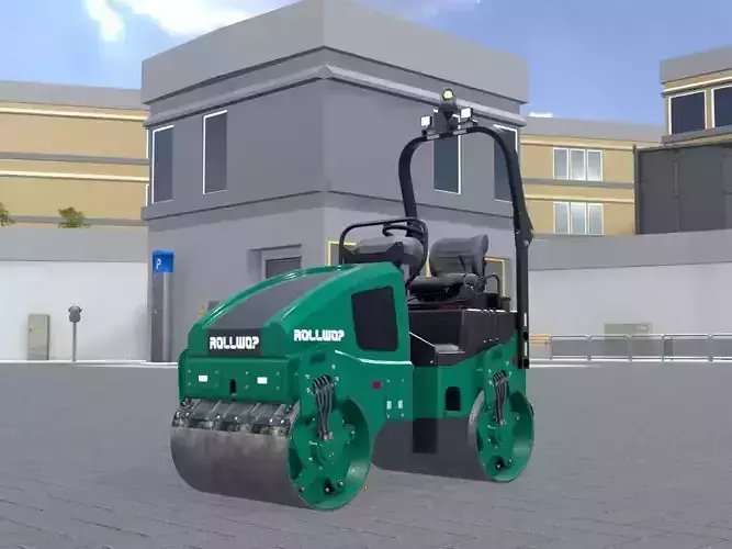 Road Roller Version-1 green Low-poly 3D model