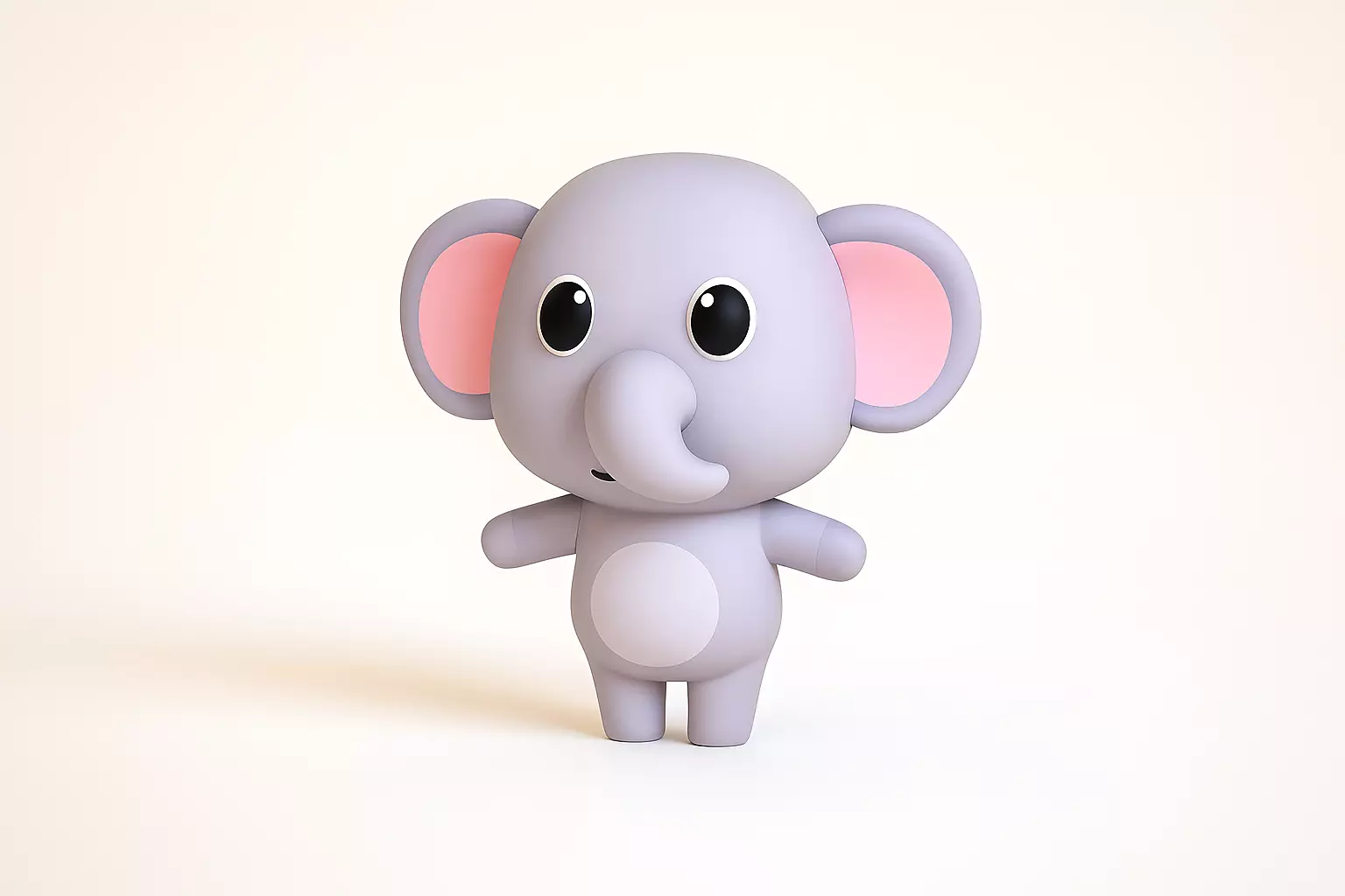 Cartoon Elephant - Chubby Animal Rigged Low-poly 3D model_2