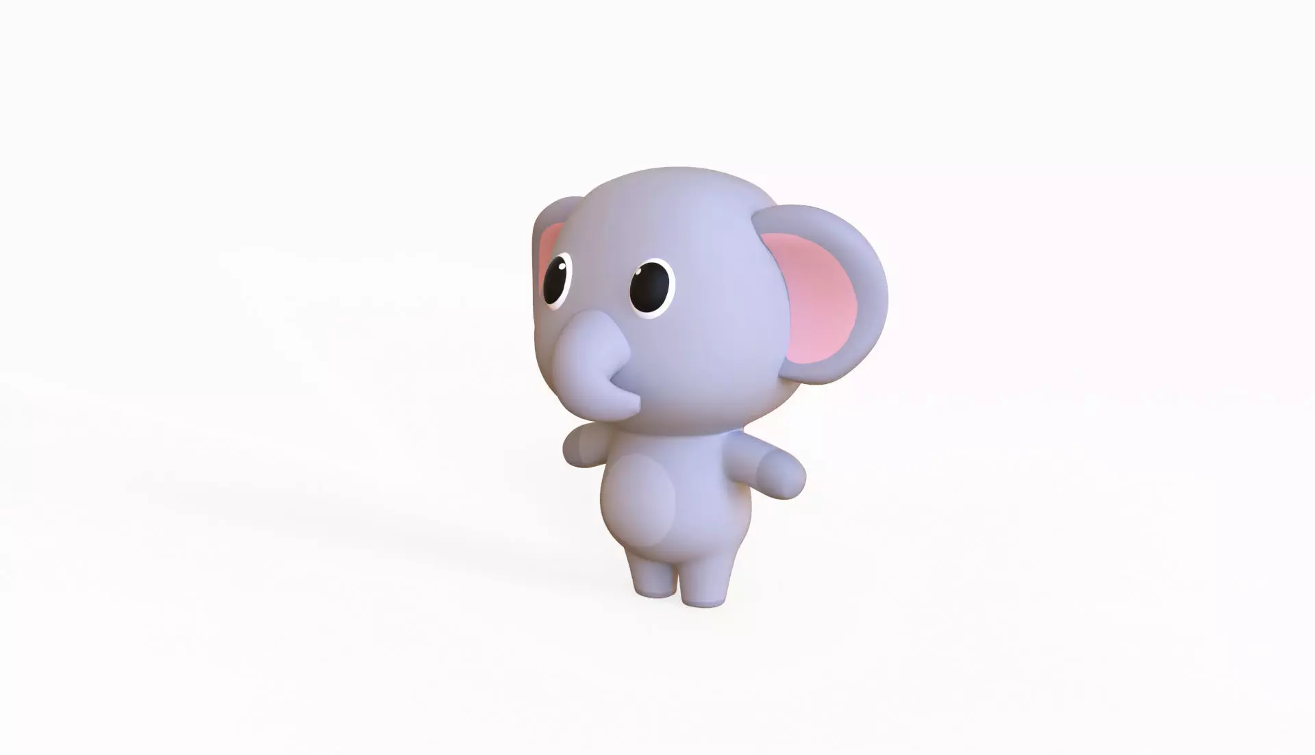 Cartoon Elephant - Chubby Animal Rigged Low-poly 3D model_4