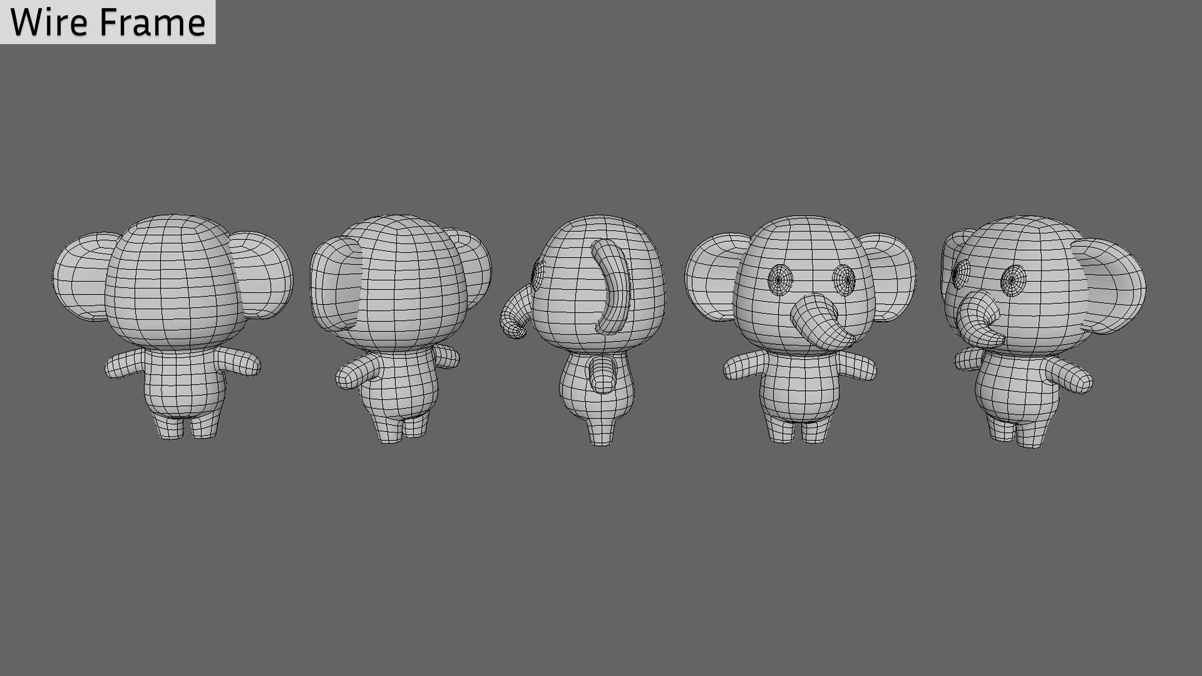 Cartoon Elephant - Chubby Animal Rigged Low-poly 3D model_10