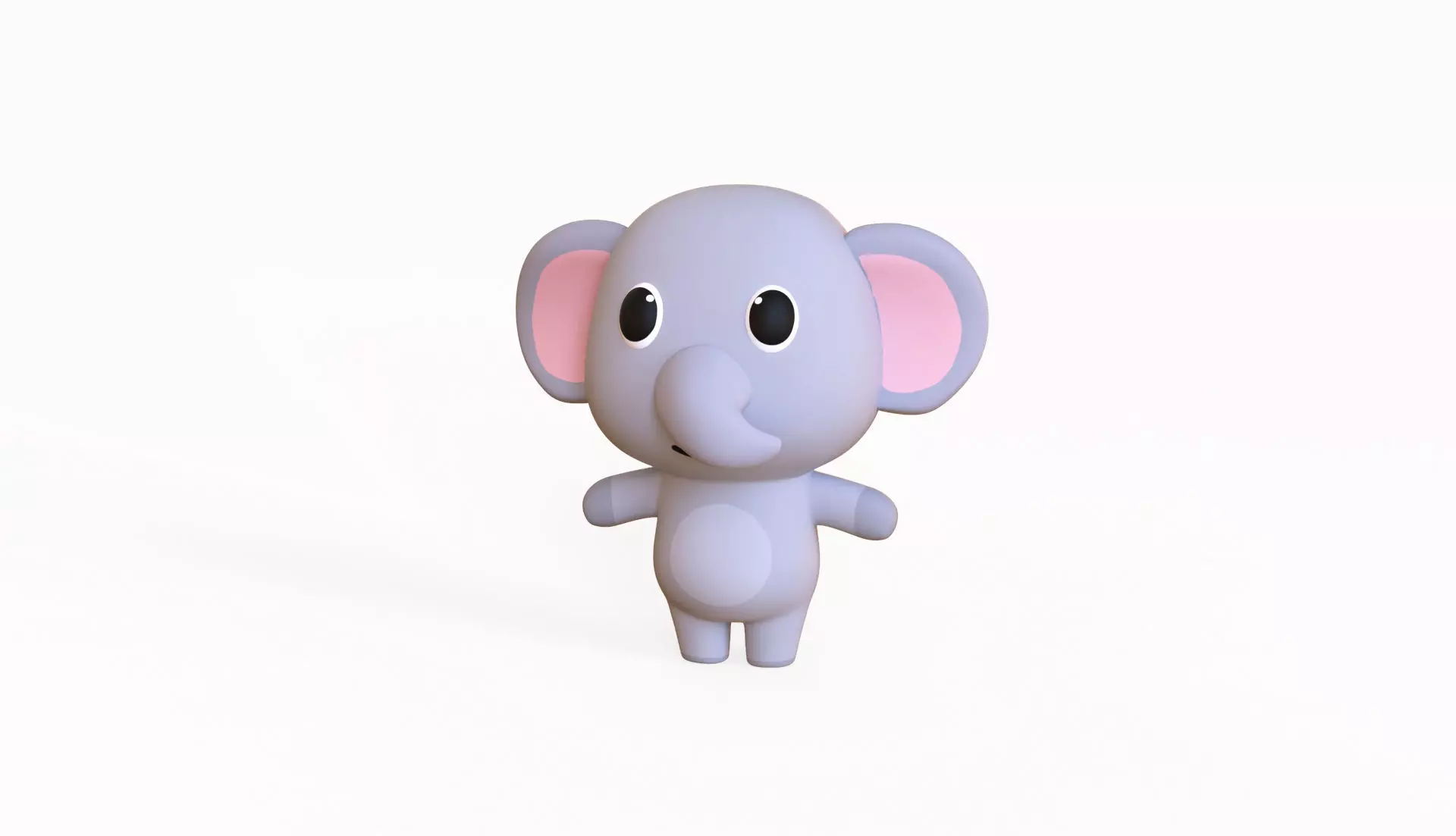 Cartoon Elephant - Chubby Animal Rigged Low-poly 3D model_3