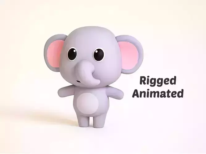 Cartoon Elephant - Chubby Animal Rigged